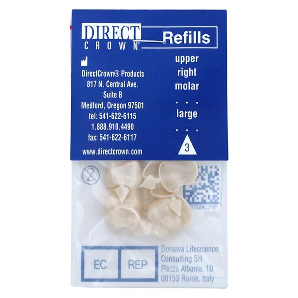 DirectCrown Polycarbonate Crowns Size AC3 UR Mol Replacement Crowns 8/Bx