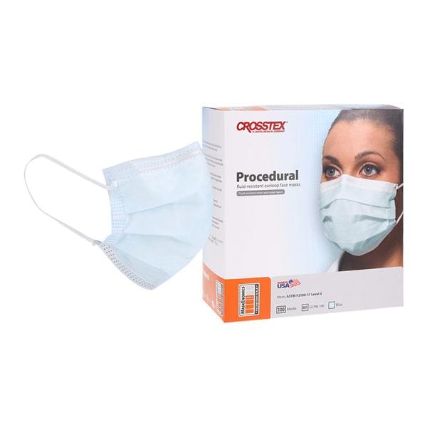 Crosstex Procedure Mask ASTM Level 2 Blue Size Disposable Not Mad...