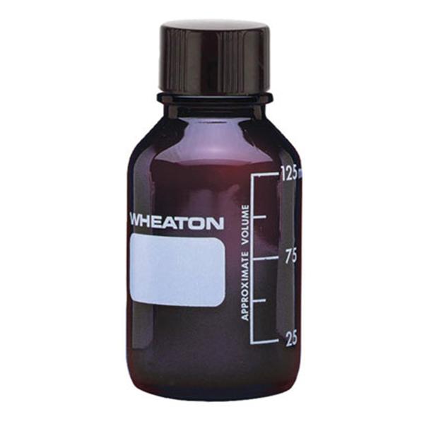 Wheaton Media Bottle Borosilicate Glass Amber 125mL 48/Pk