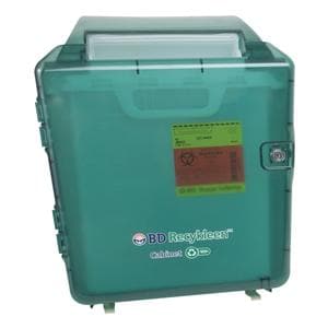 Recykleen Sharps Cabinet Green 7-1/2x14-1/2x19" Locking Plastic F...