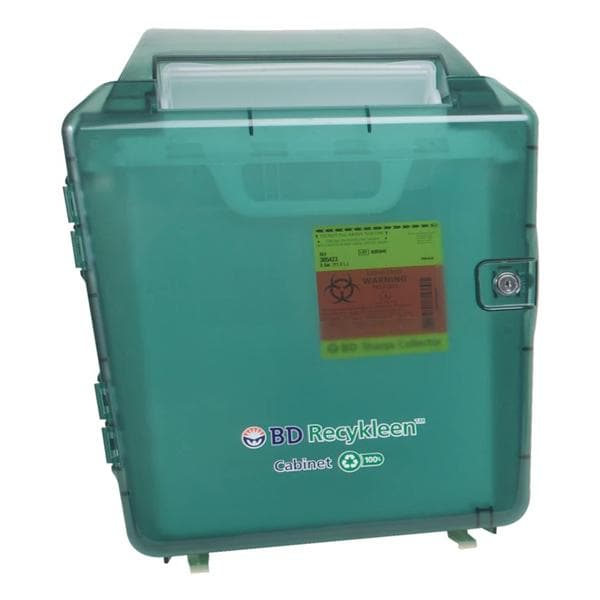 Recykleen Sharps Cabinet Green 7-1/2x14-1/2x19" Locking Plastic F...
