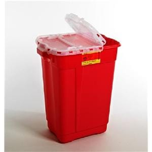 Sharps Container 17gal Red/Clear 14-3/4x20x23-1/2" Hinge Lid Plas...