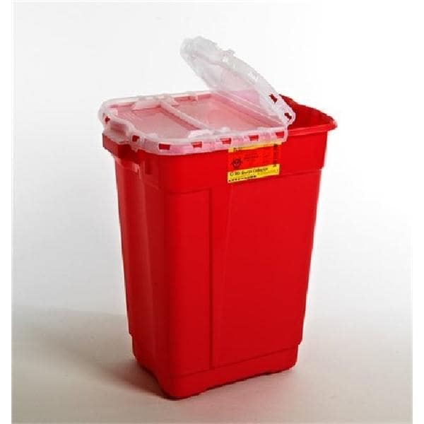 Sharps Container 17gal Red/Clear 14-3/4x20x23-1/2" Hinge Lid Plas...
