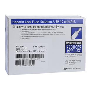 Heparin Lock Flush IV Flush Solution 10u/mL Prefilled Syringe 5mL...