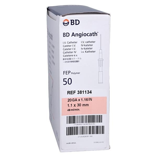 Angiocath Peripheral Venous Catheter 20 Gauge 1-3/20" Pink 50/Bx, 4 BX/CA