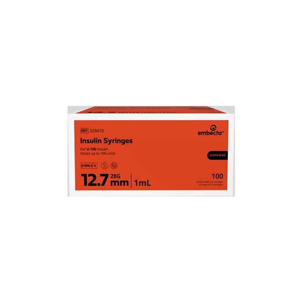 Micro-Fine IV Insulin Syringe/Needle 28gx1/2" 1cc Orange Conventional LDS 100/Bx, 5 BX/CA