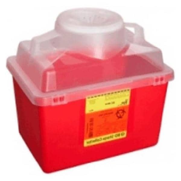 Sharps Container 14qt Red/Clear 8-8/10x12-8/10x11-1/2" Hinge Lid/...